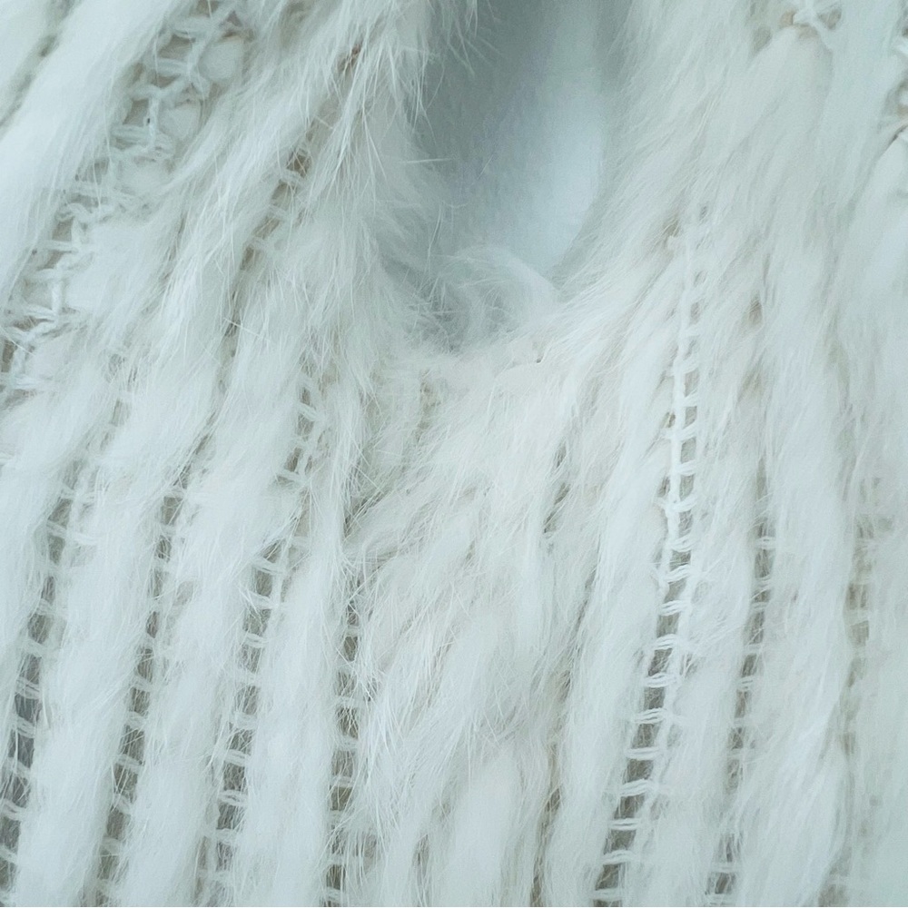 Dolce Cabo Rabbit Fur Vest with Raccoon Trim Ivory Multi Size Small - Picture 14 of 15
